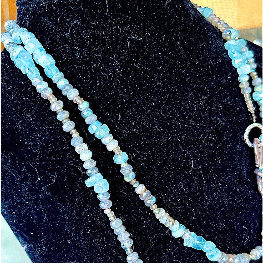 LABRADORITE & AQUAMARINE NECKLACE Each stone picked by hand!